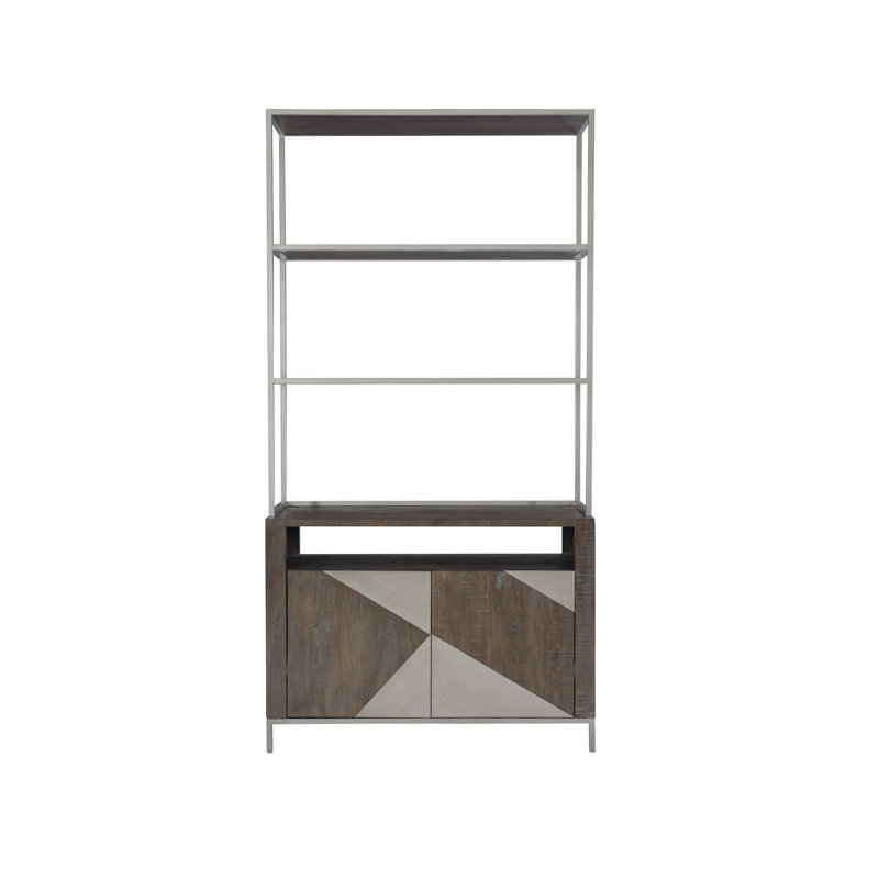 Eastman Contemporary Gray Mist Steel Sideboard with Bar Hutch