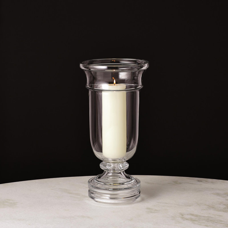 Clear Glass Ribbed Hurricane Candle Holder