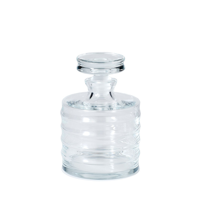 Clear Ribbed Glass Decanter with Ornate Stopper