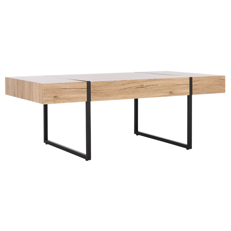 Tristan Natural Black 48" Rectangular Wood Metal Coffee Table