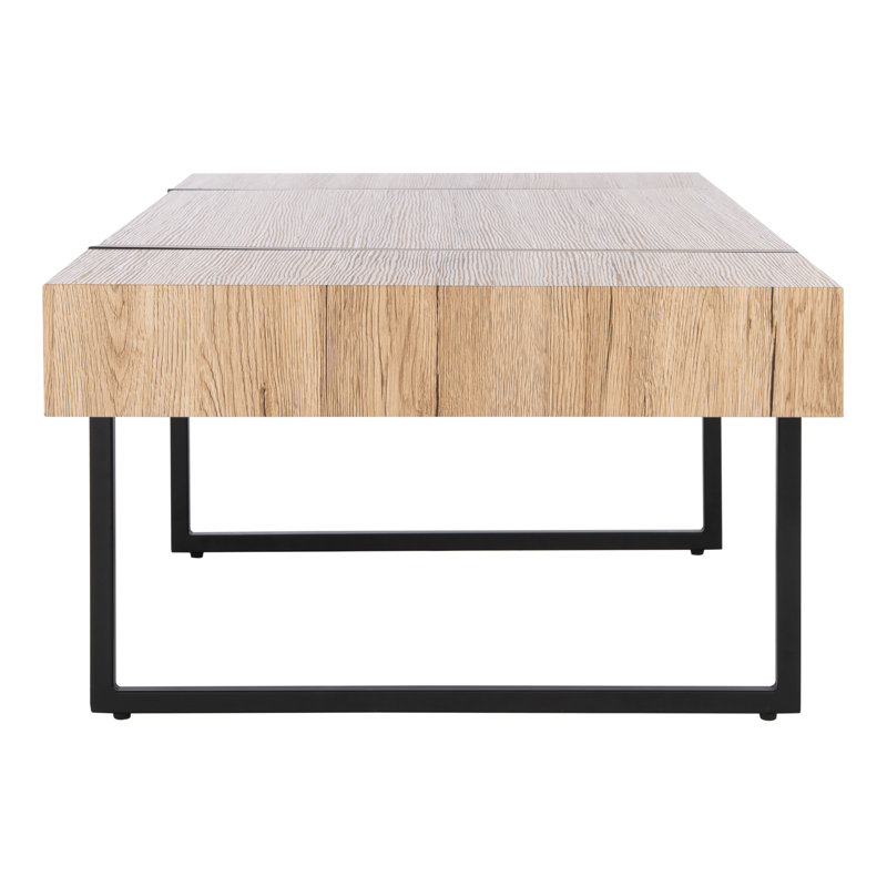 Tristan Natural Black 48" Rectangular Wood Metal Coffee Table