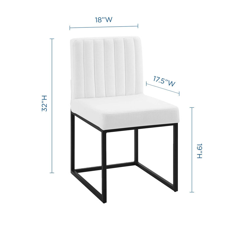 Modern Black & White Channel Tufted Metal Side Chair