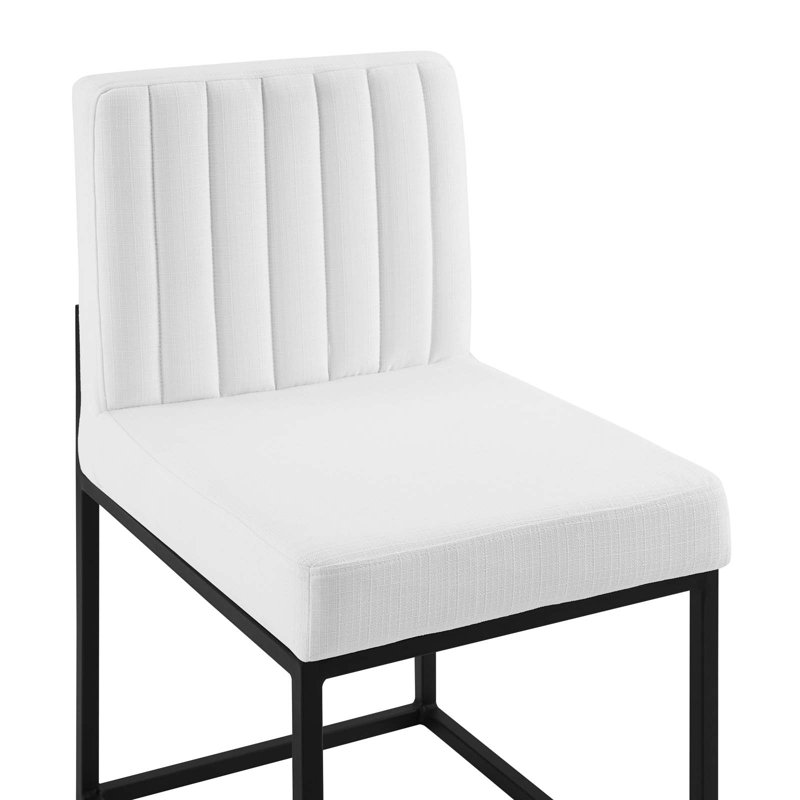 Modern Black & White Channel Tufted Metal Side Chair