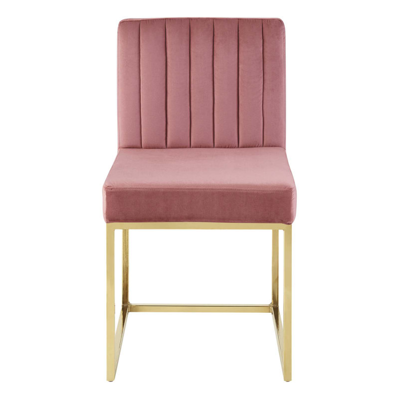 Dusty Rose Velvet Upholstered Side Chair with Gold Metal Frame