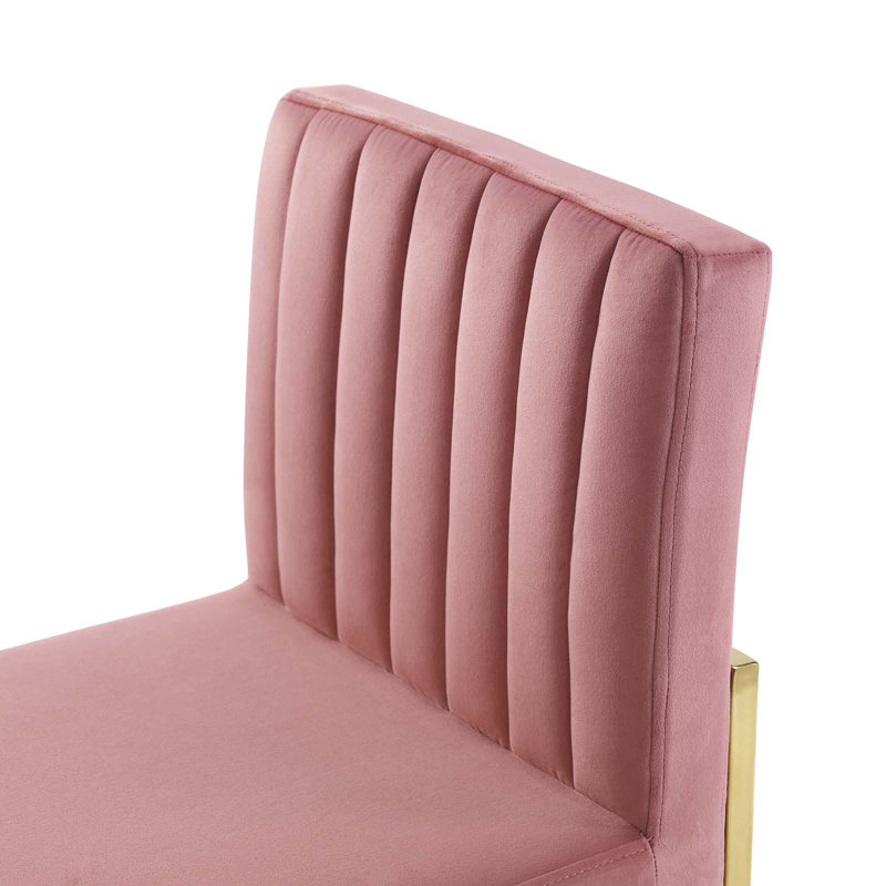 Dusty Rose Velvet Upholstered Side Chair with Gold Metal Frame