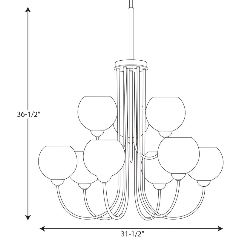 Brushed Nickel 9-Light Globe Chandelier with White Glass