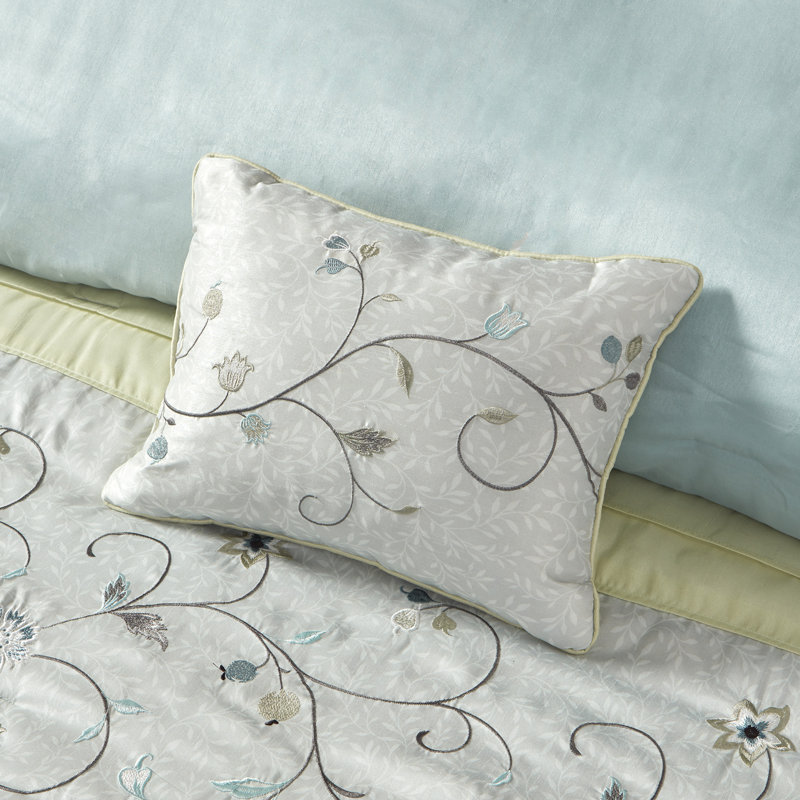 California King Red and Taupe 7-Piece Embroidered Comforter Set