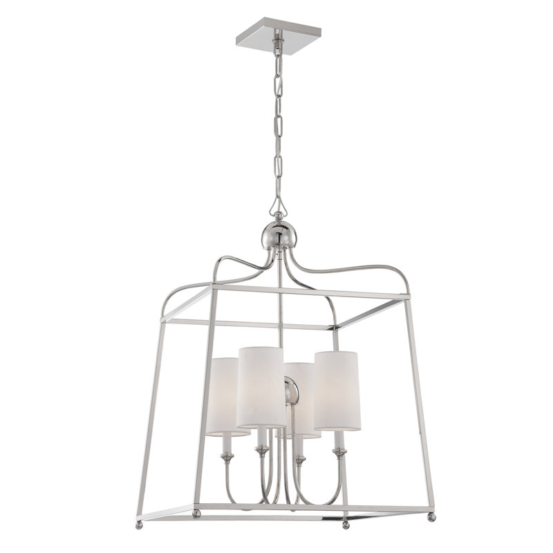 Elegant Sylvan Polished Nickel & Crystal 4-Light Chandelier