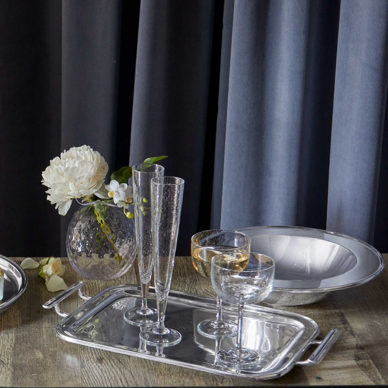 Mariposa Polished Aluminum Shatterproof Service Tray