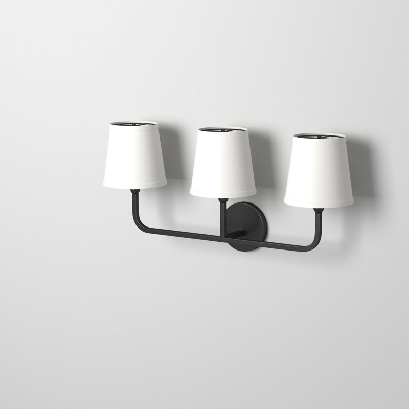 Matte Black 3-Light Dimmable Vanity Light with White Shades