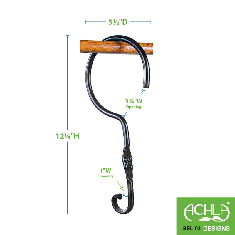 12-inch Black Powder Coated Metal Double Ended Hook Extenders
