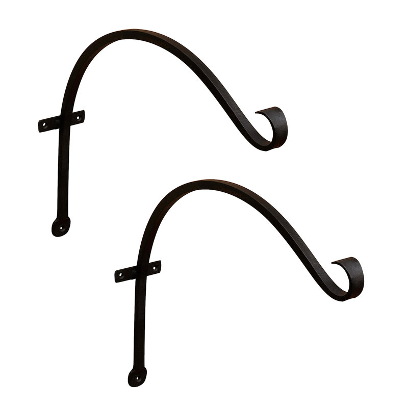 Black Wrought Iron Weather Resistant Wall Bracket Set