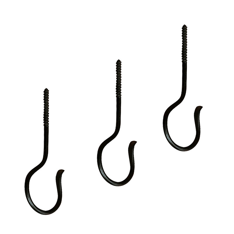 Black Powder Coated Metal Multi-Use Wall/Ceiling Hooks Set of 3