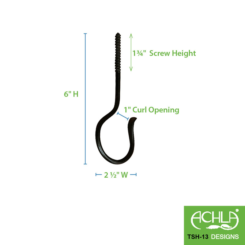 Black Powder Coated Metal Multi-Use Wall/Ceiling Hooks Set of 3