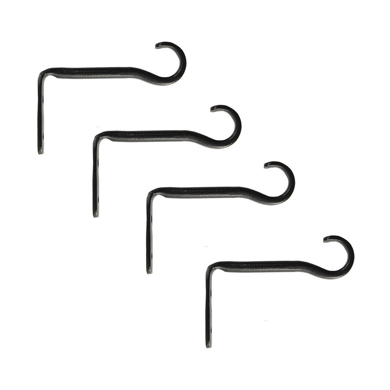 Black Powder Coated Wrought Iron Trellis Wall Brackets Set of 4