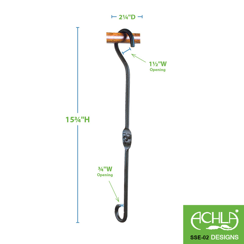 15-inch Black Powder Coated Metal Double Ended Extender Hooks