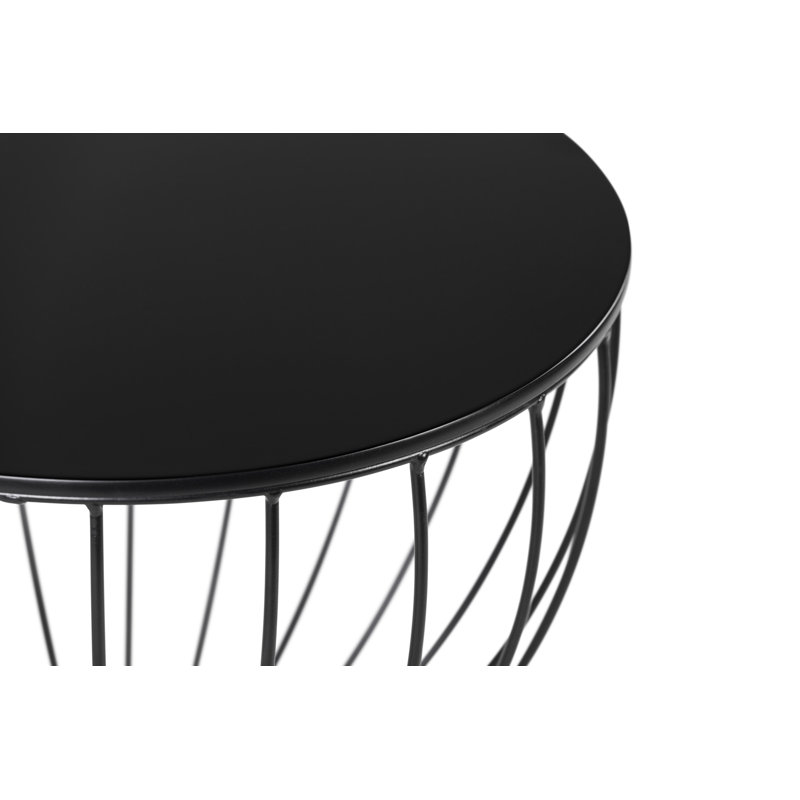 Cami Black Metal and Wood Round End Table