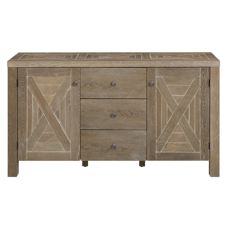 French Elm Weathered Wood Sideboard with Farmhouse Charm