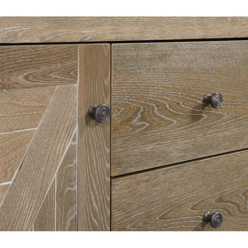 French Elm Weathered Wood Sideboard with Farmhouse Charm