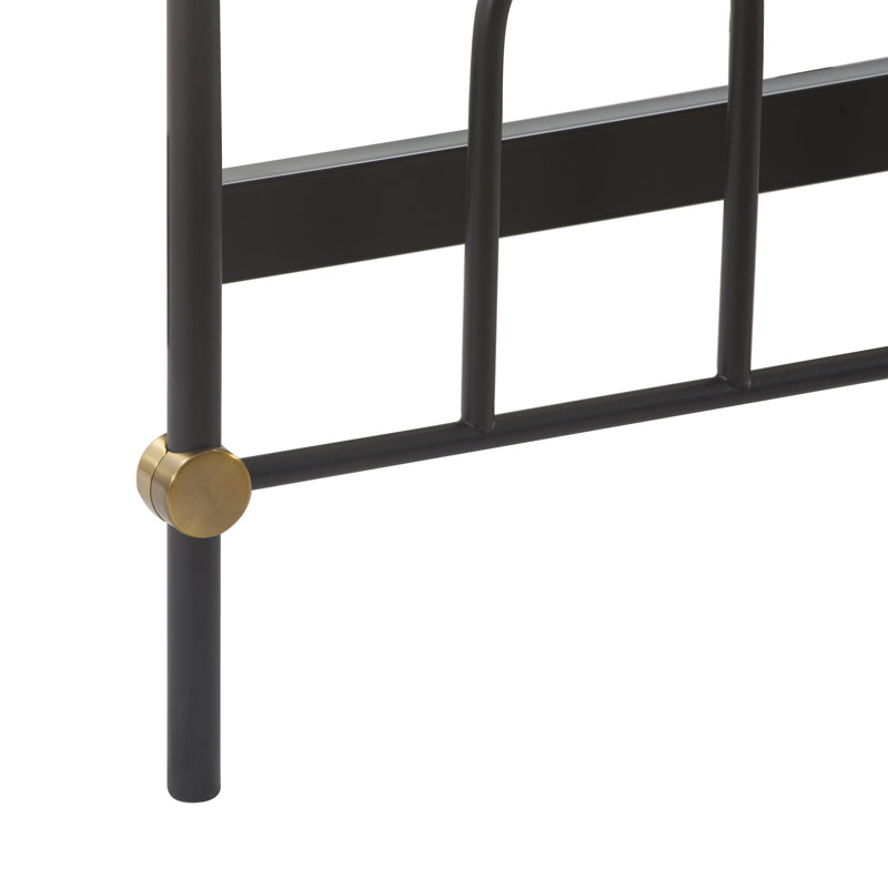 Astrid Queen Bed with Brass and Black Metal Frame and Headboard
