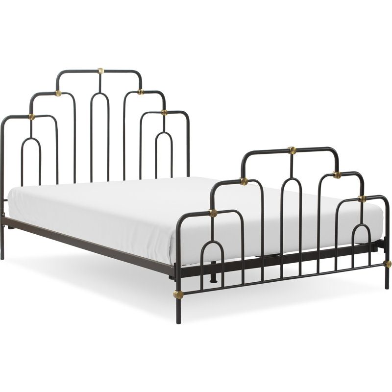 Astrid Queen Bed with Brass and Black Metal Frame and Headboard