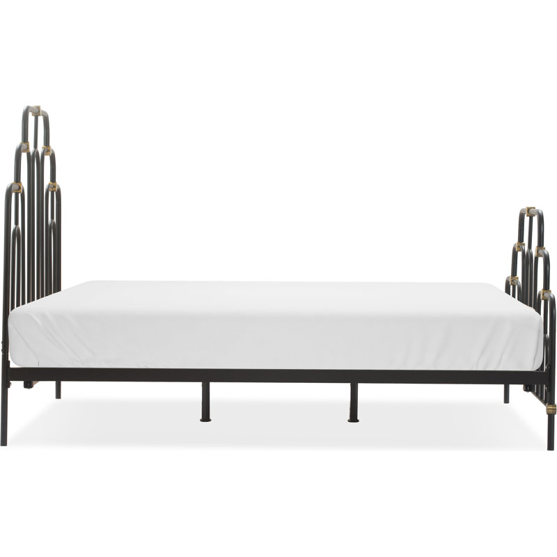 Astrid Queen Bed with Brass and Black Metal Frame and Headboard