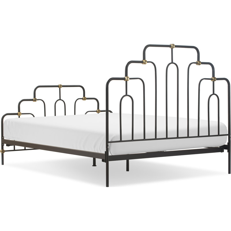 Astrid Queen Bed with Brass and Black Metal Frame and Headboard