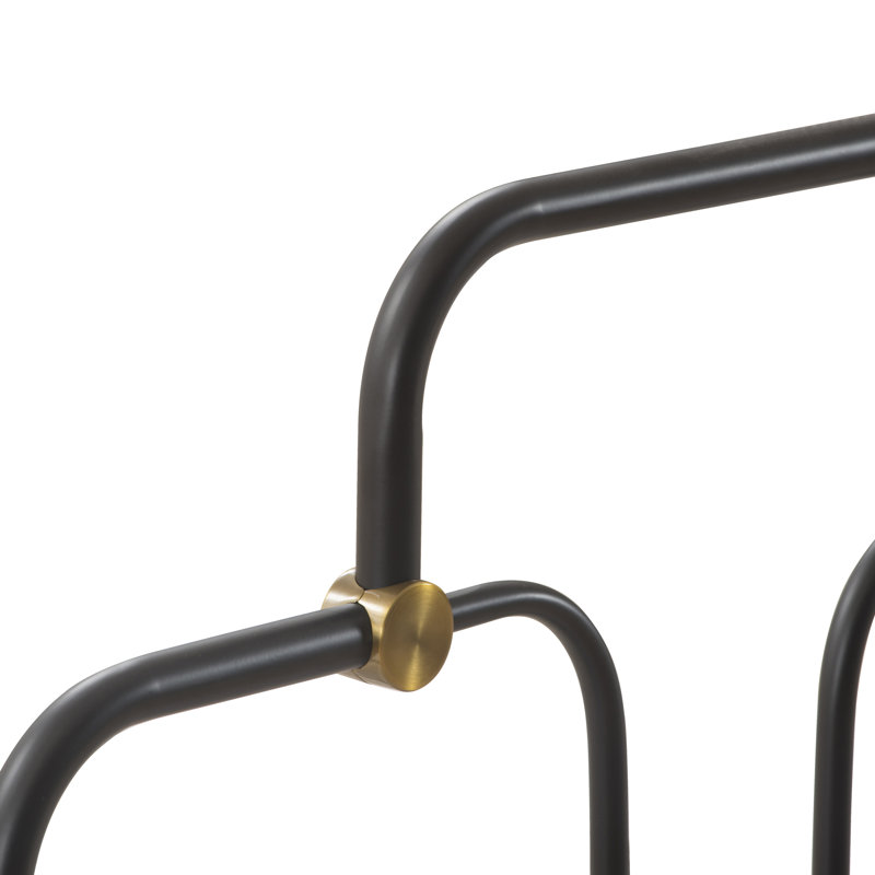 Astrid Queen Bed with Brass and Black Metal Frame and Headboard