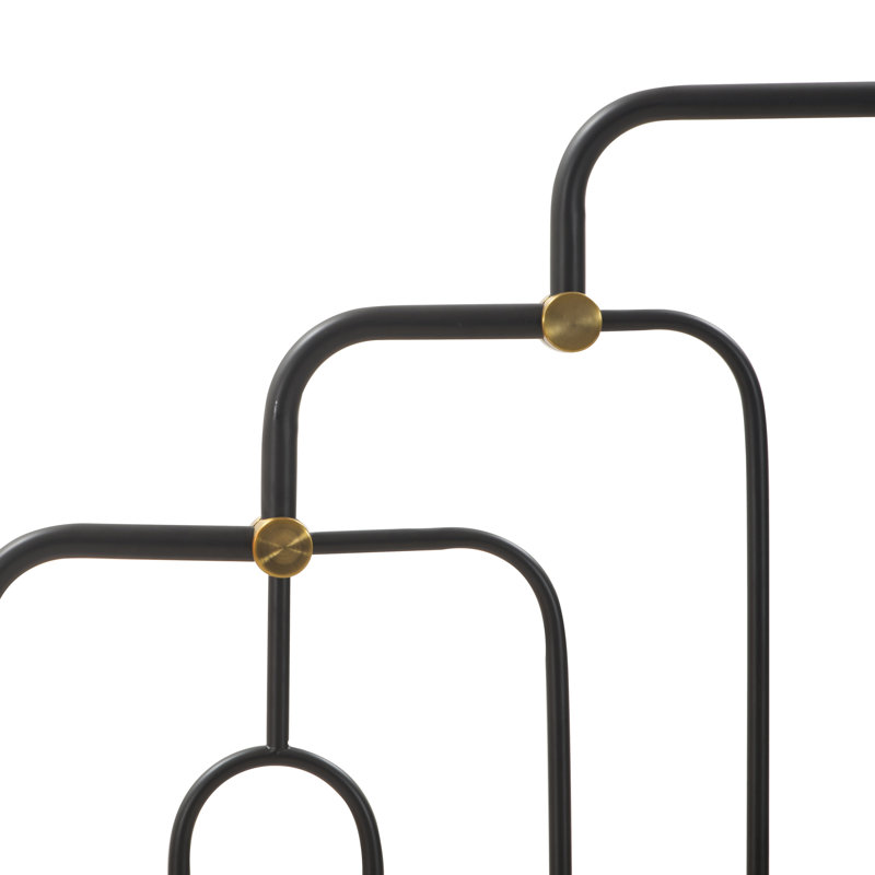 Astrid Queen Bed with Brass and Black Metal Frame and Headboard