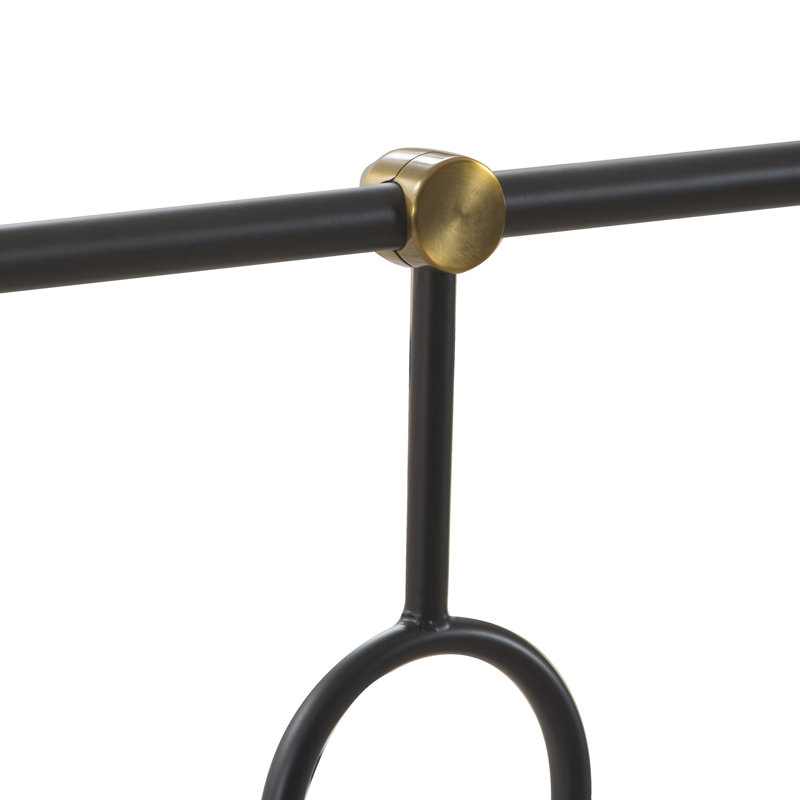 Astrid Queen Bed with Brass and Black Metal Frame and Headboard