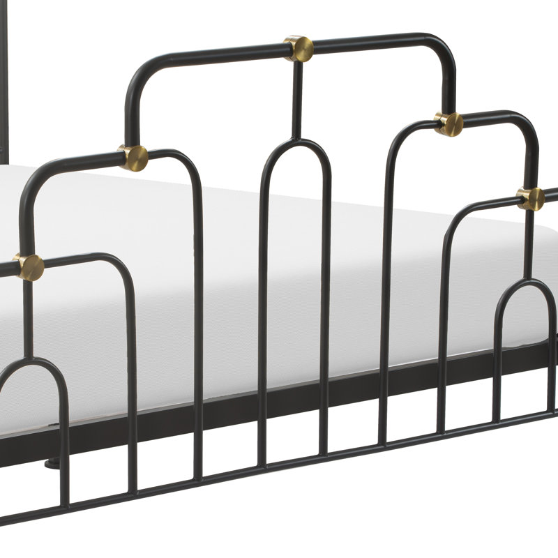 Astrid Queen Bed with Brass and Black Metal Frame and Headboard