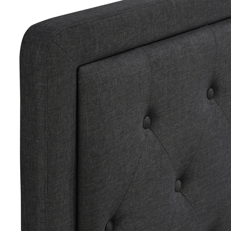 Charcoal Gray Upholstered Tufted Queen Headboard