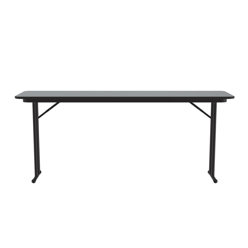 Black Steel Rectangular Training Table with Brown Laminate Top