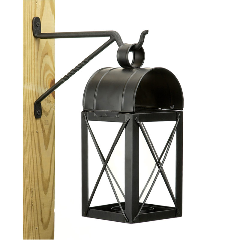 Black Wrought Iron Weather Resistant Lantern Wall Bracket