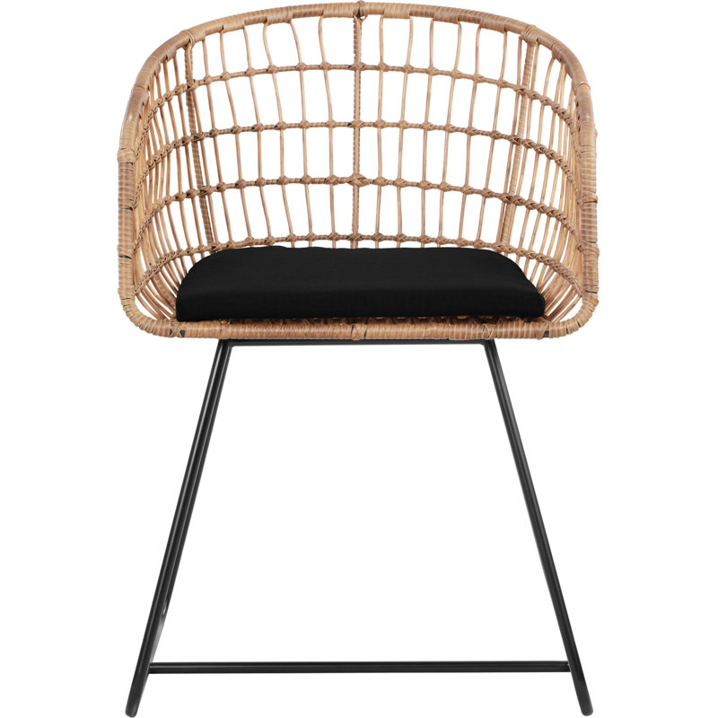 Graham Handwoven Rattan Lounge Chair with Black Cushion