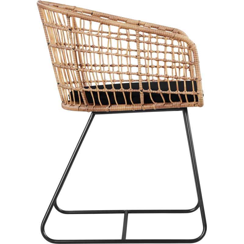 Graham Handwoven Rattan Lounge Chair with Black Cushion