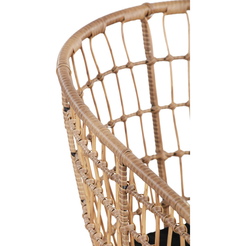 Graham Handwoven Rattan Lounge Chair with Black Cushion