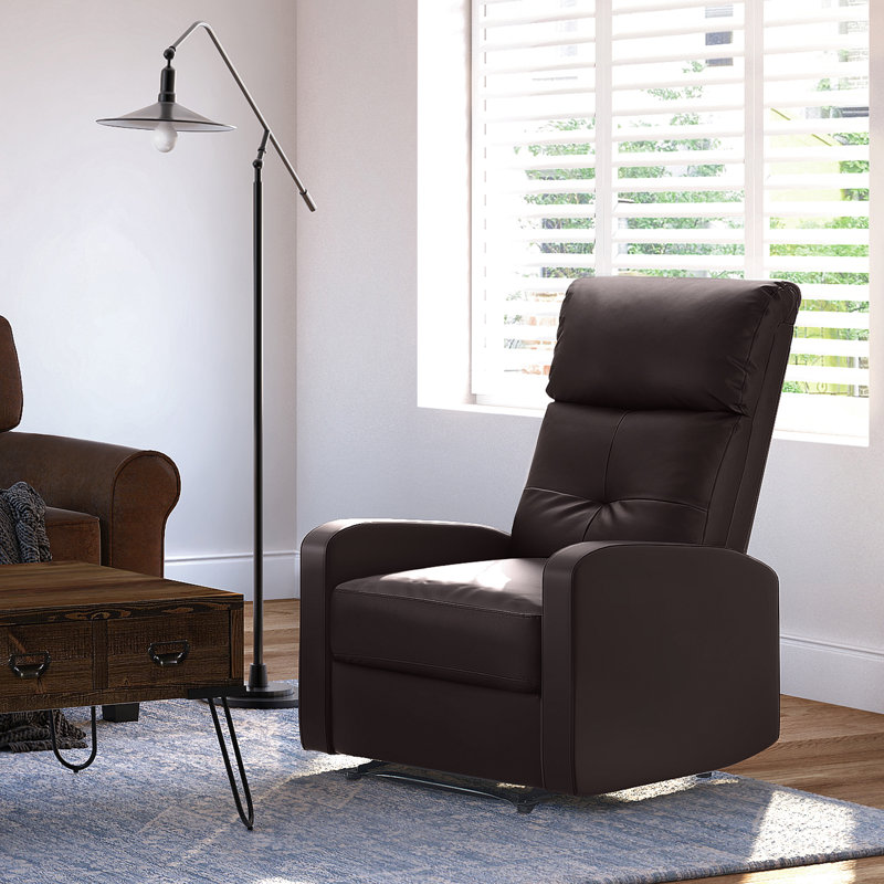 Henderson Modern Dark Brown Faux Leather Recliner with Metal Frame