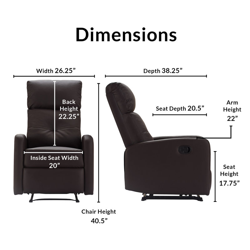 Henderson Modern Dark Brown Faux Leather Recliner with Metal Frame