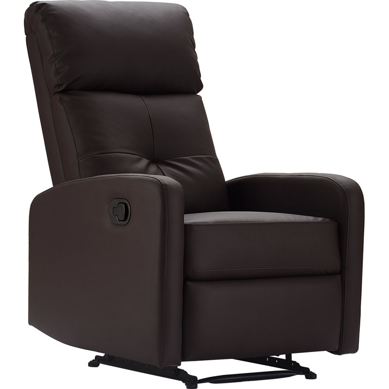 Henderson Modern Dark Brown Faux Leather Recliner with Metal Frame