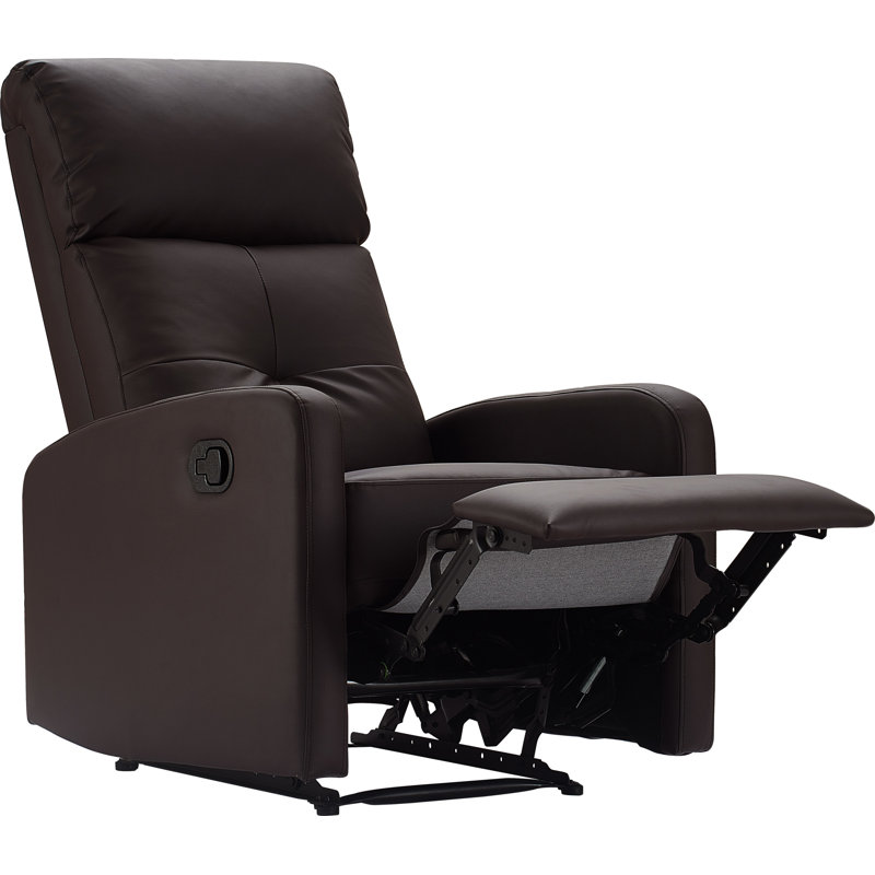 Henderson Modern Dark Brown Faux Leather Recliner with Metal Frame