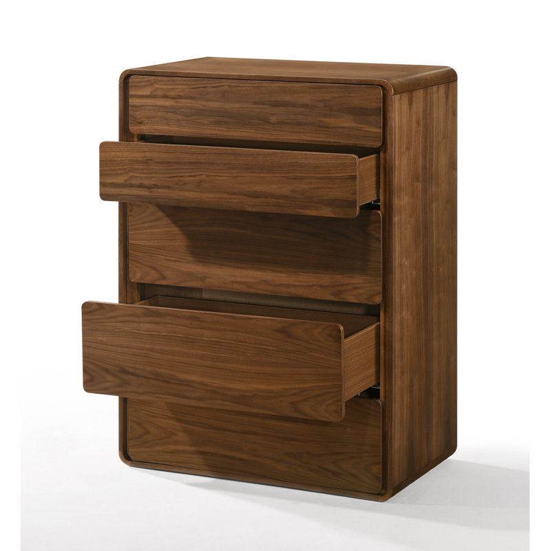 Walnut Mid-Century Modern 5-Drawer Dresser with Soft Close