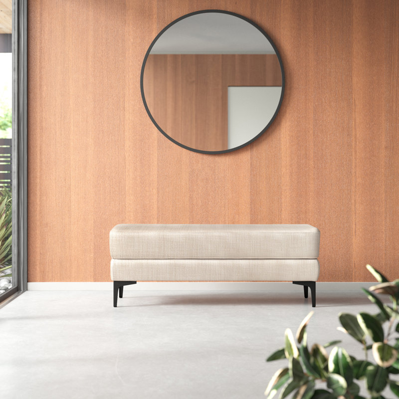 Elise Transitional Cream PU Leather and Black Wood 48" Bench