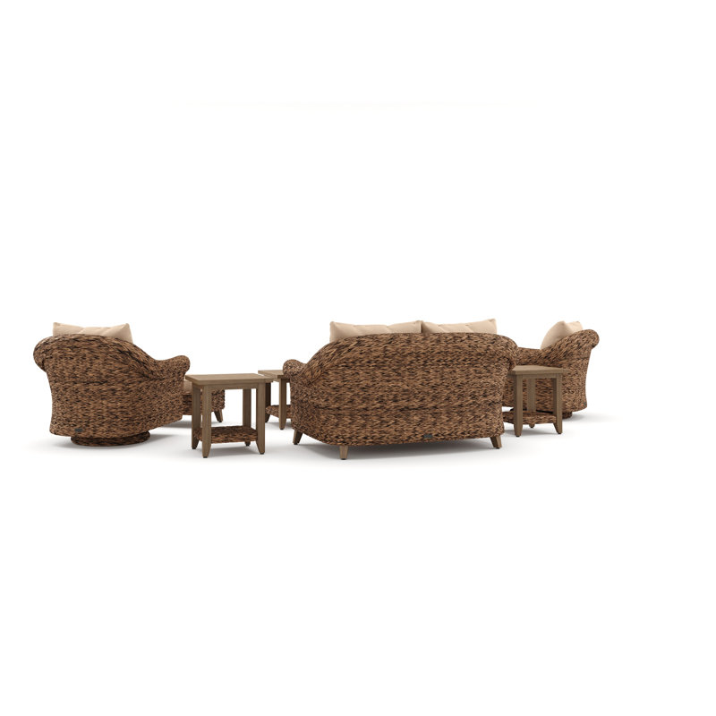 Cayman Heritage Brown 8 Piece Rattan Seating Group with Sunbrella Cushions