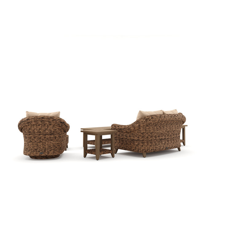 Cayman Heritage Brown 8 Piece Rattan Seating Group with Sunbrella Cushions