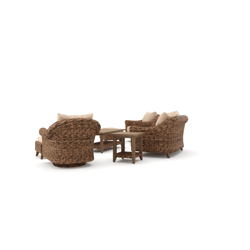 Cayman Heritage Brown 8 Piece Rattan Seating Group with Sunbrella Cushions