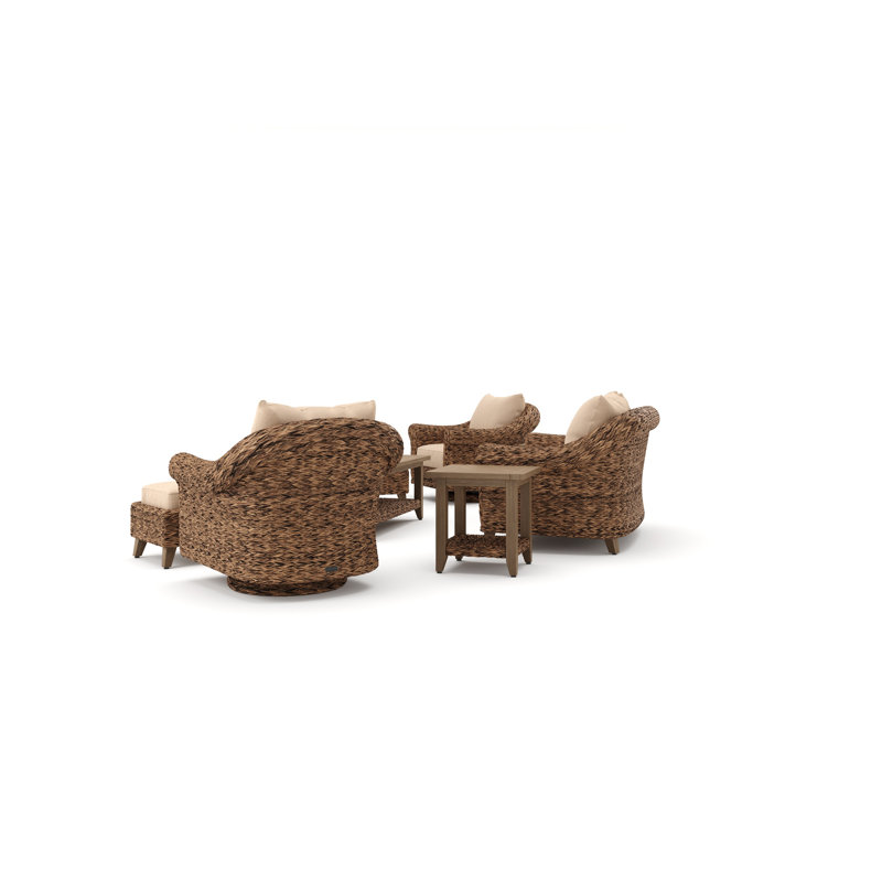 Cayman Heritage Brown 8 Piece Rattan Seating Group with Sunbrella Cushions