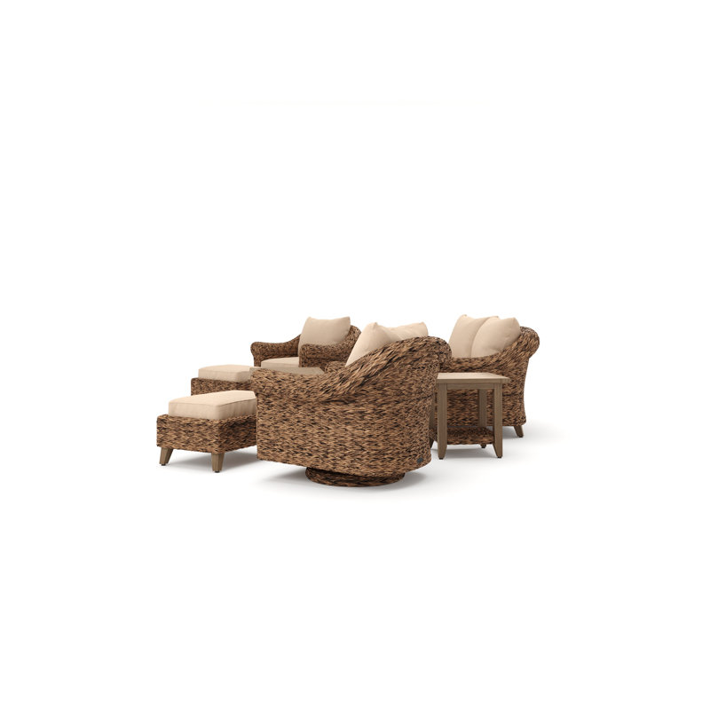 Cayman Heritage Brown 8 Piece Rattan Seating Group with Sunbrella Cushions