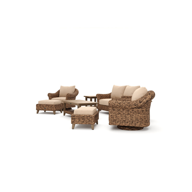 Cayman Heritage Brown 8 Piece Rattan Seating Group with Sunbrella Cushions