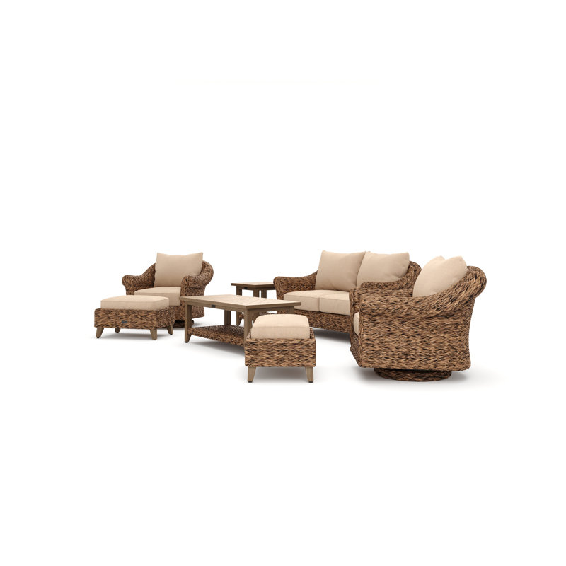 Cayman Heritage Brown 8 Piece Rattan Seating Group with Sunbrella Cushions